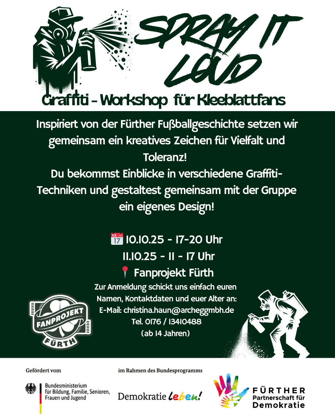 Spray it loud – Graffiti-Workshop für Kleebalttfans am 10.10. und 11.10.2025